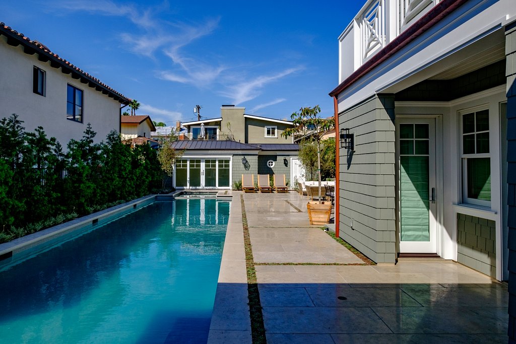 Long lap pool on a narrow lot.